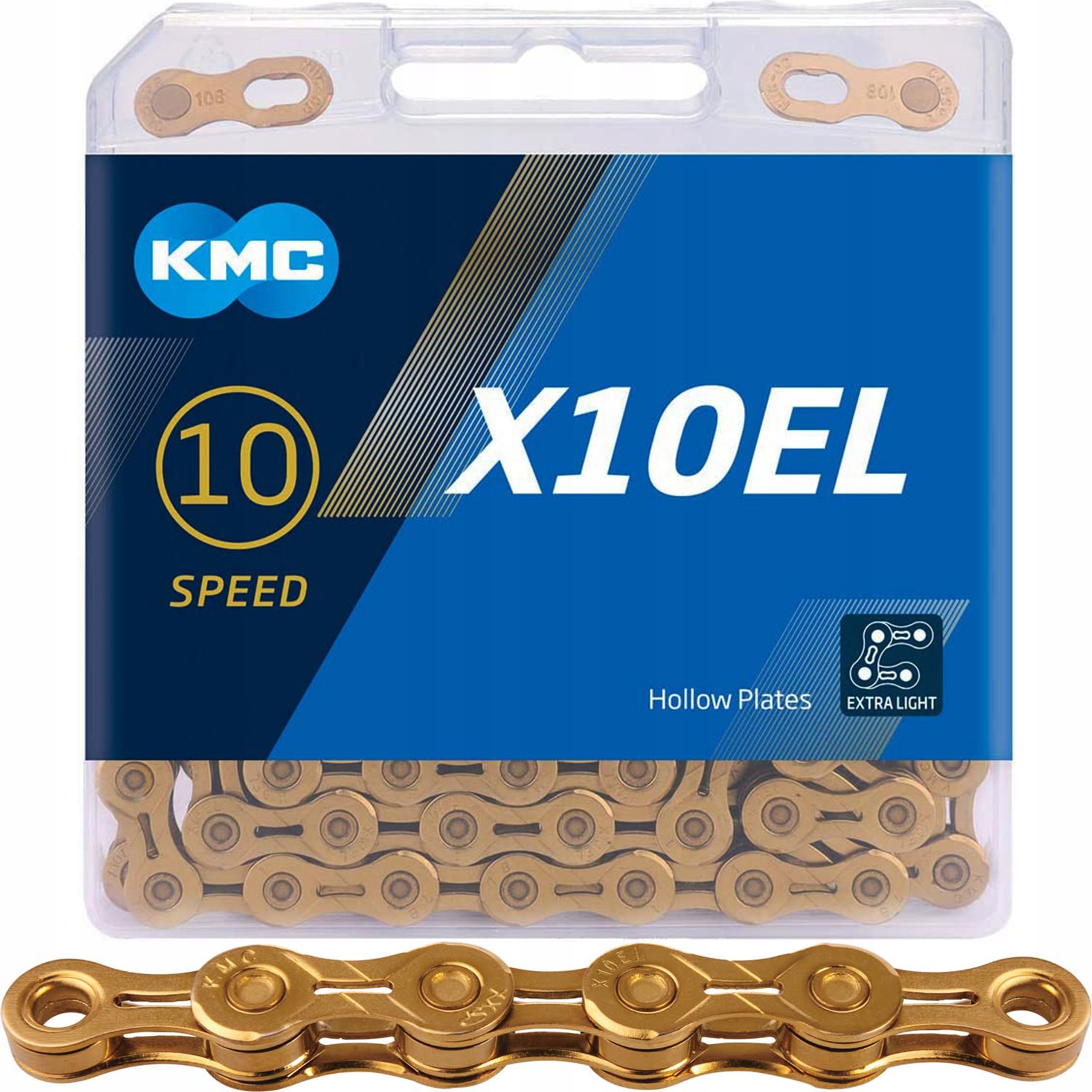 

Złoty Łańcuch rowerowy Kmc X10EL 10 rz. Spinka Box