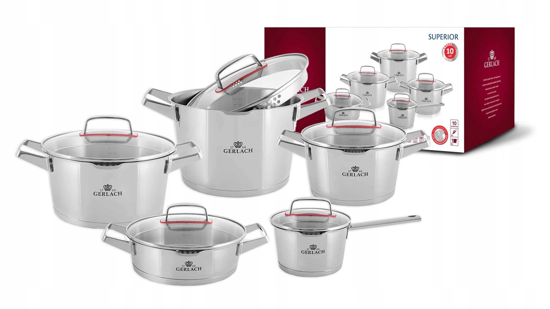 ZESTAW GARNKÓW GERLACH - Superior stal nierdzewna - 10 el.
