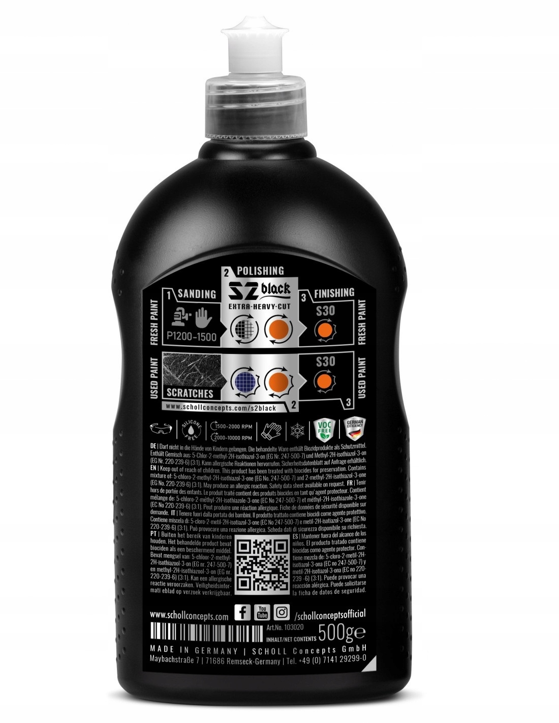Scholl Concepts S2 Black pasta polerska o wysokiej wydajności, 500 g