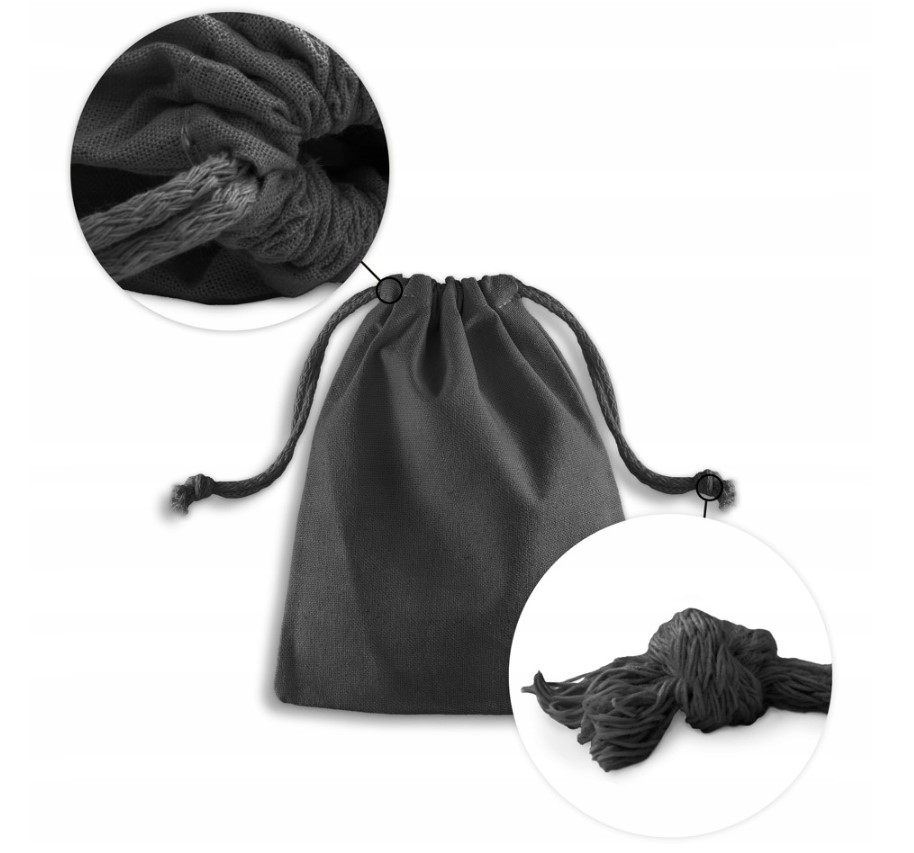 WOREK BAWEŁNIANY 15x20 cm CZARNY 145g Woreczek EKO na DROBIAZGI BIŻUTERIĘ Materiał materiałowa