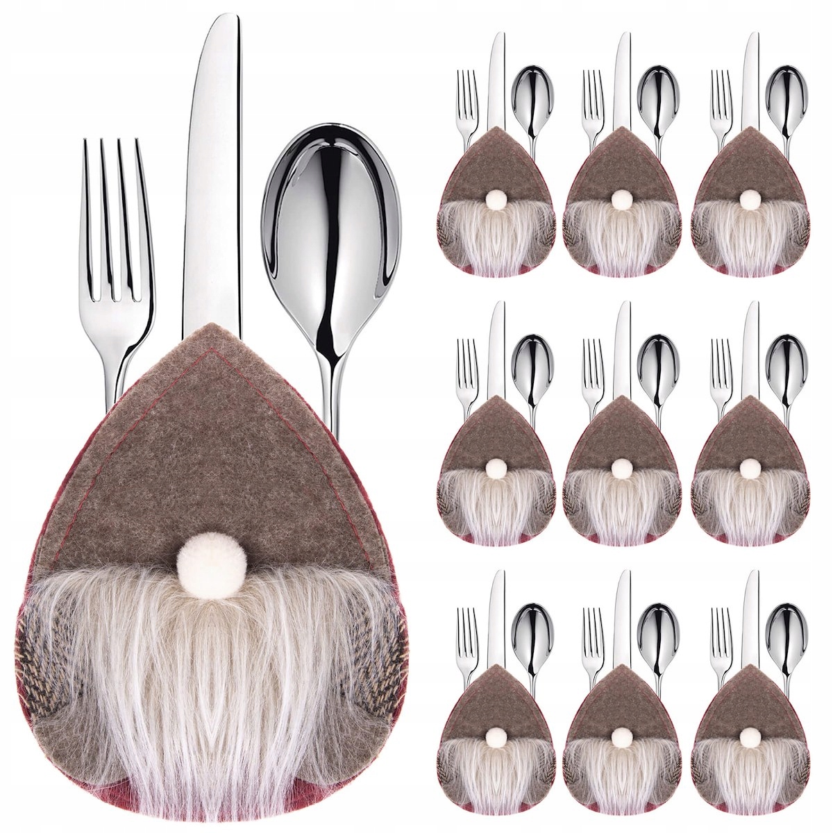 ŚWIĄTECZNE POKROWCE ETUI NA SZTUĆCE ZESTAW 10szt