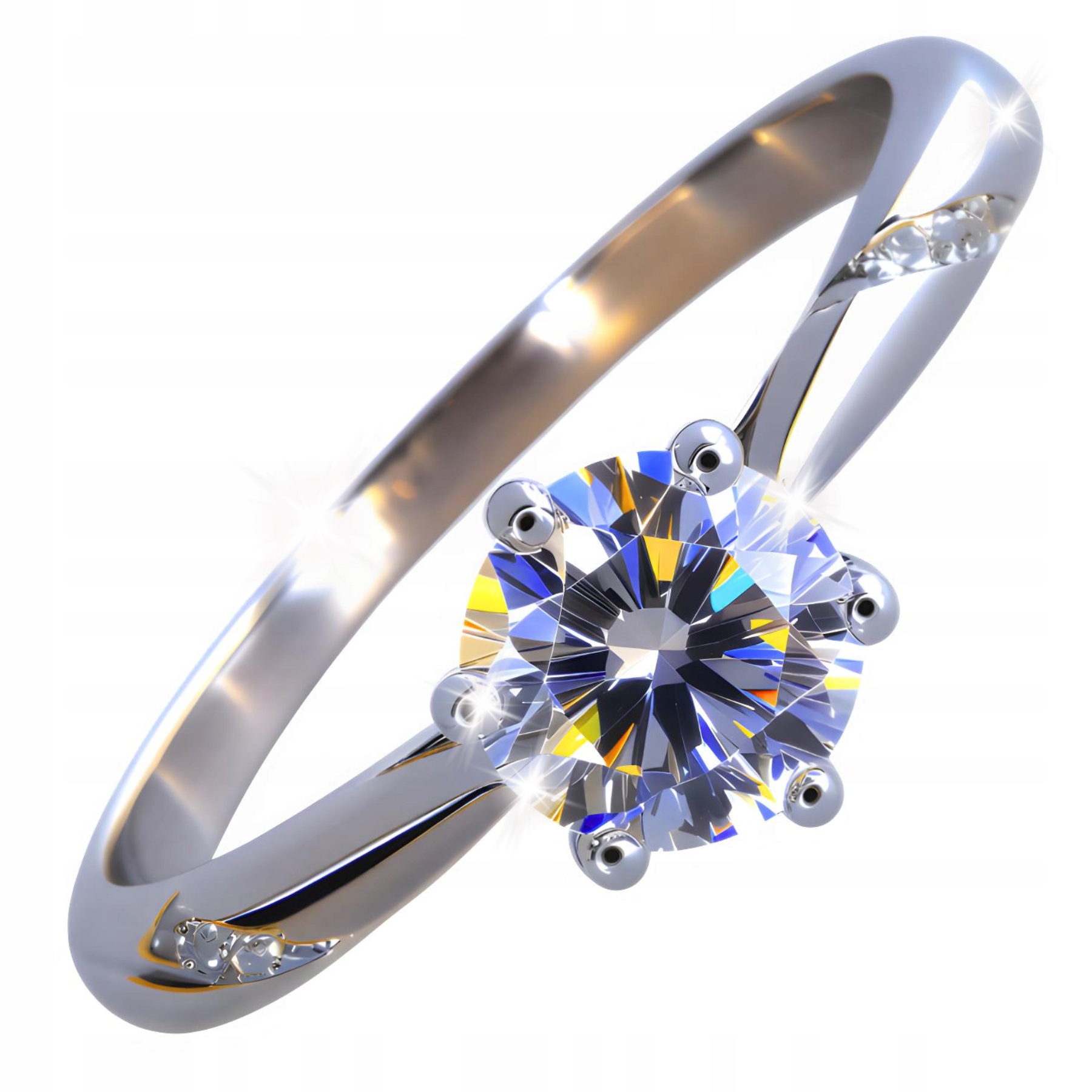 Prstýnek Moissanit 6,5 mm 1 karát stříbro 925 platina velikost 19 Pl diamant