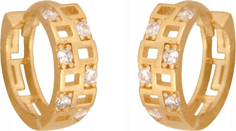 Zlaté náušnice 585 kruhy s zirkony kolečka 2.1g dárek 14kt elegantní