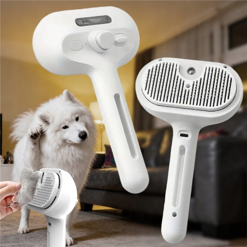 Levně Parní kartáč na zvířata s masáží, 35 ml, ABS+nerezová ocel