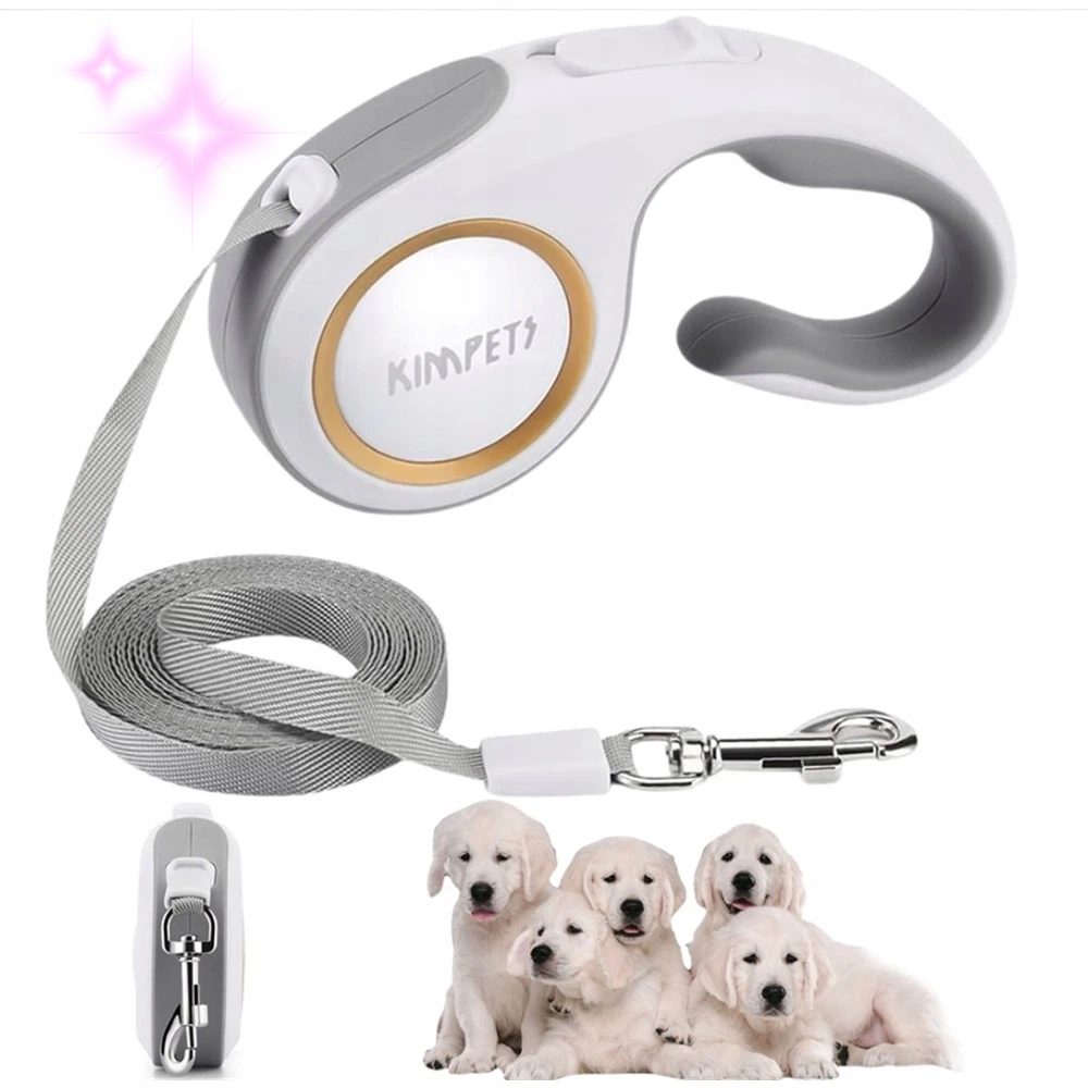 Levně Vodítko Svinovací Automat 5 M Pro Velkého Psa Silný Zámek Bílá Trvanlivá