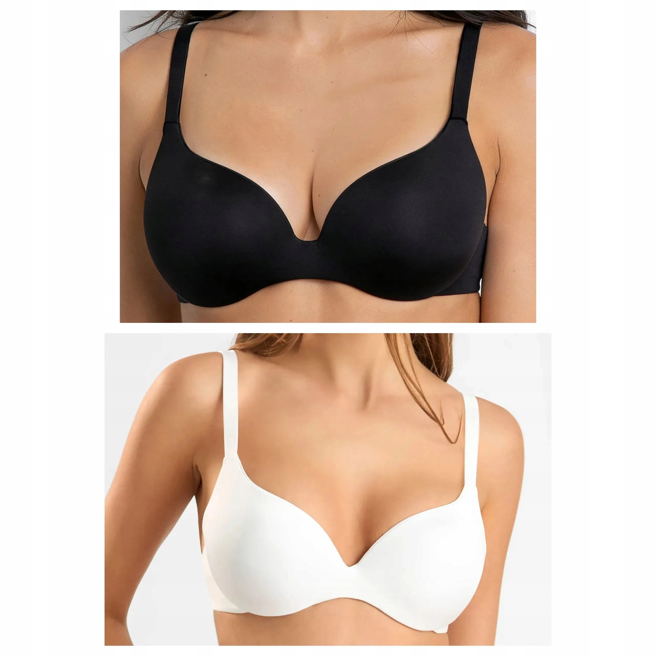 2x Push-up podprsenka s hladkými košíčky Sielei 1368 bílá černá 80B