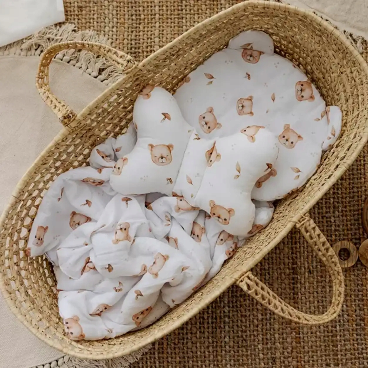 Komplet Do Wózka Misie 3 Elementy Podusia Poduszka Motylek Kołderka / Kocyk