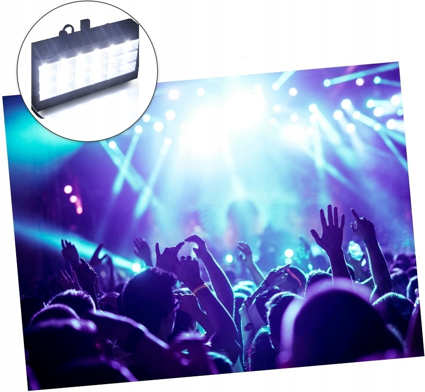 KOLOROFON STROBOSKOP BIAŁE ŚWIATŁO REFLEKTOR DYKOTEKOWY 18LED CZUJNIK DŹW. Informacje o bezpieczeństwie CE