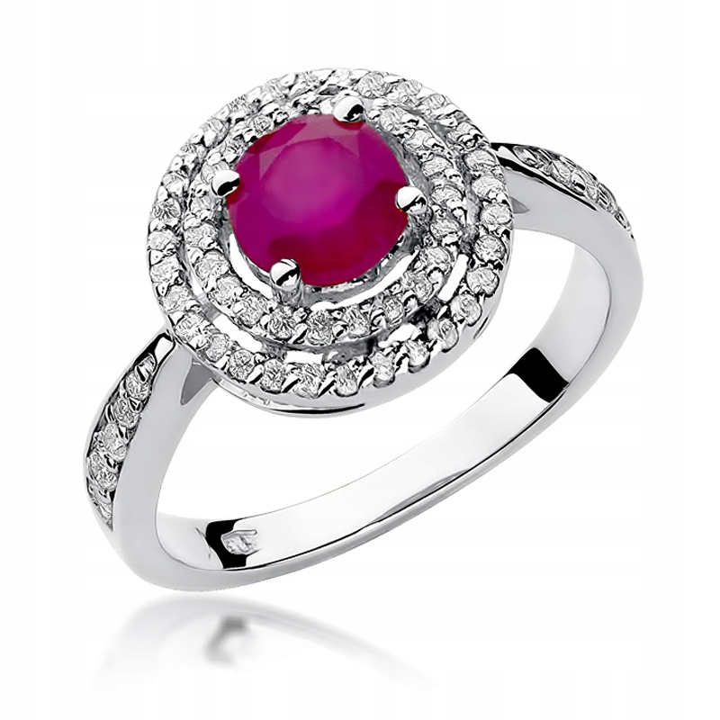 

Pierścionek Rubin Brylanty Białe Złoto 585 Grawer