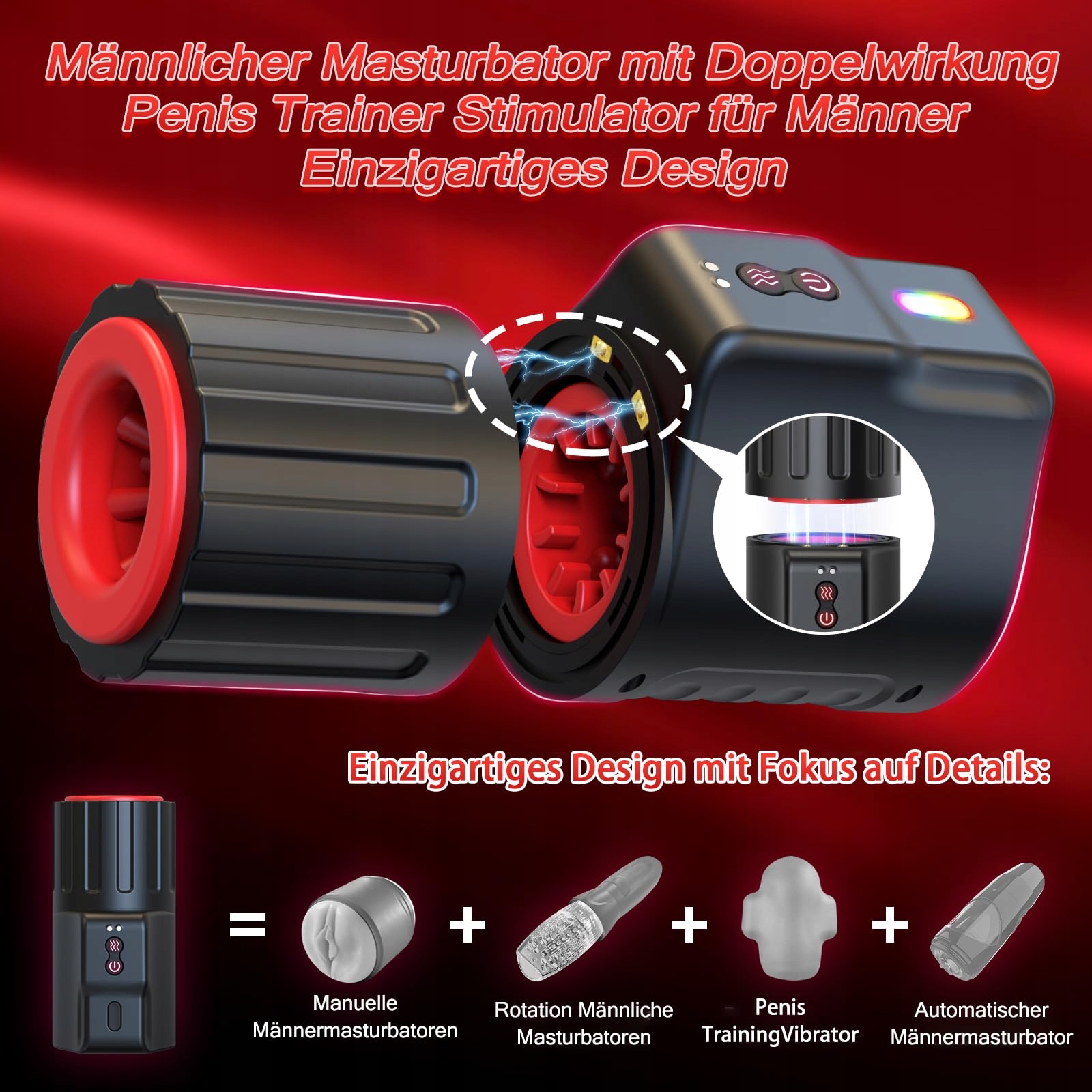 Tytuł: ELEKTRISCHER Masturbator Dla Mężczyzn 10 Trybów Wibracji i Rotacji — miniatura 3