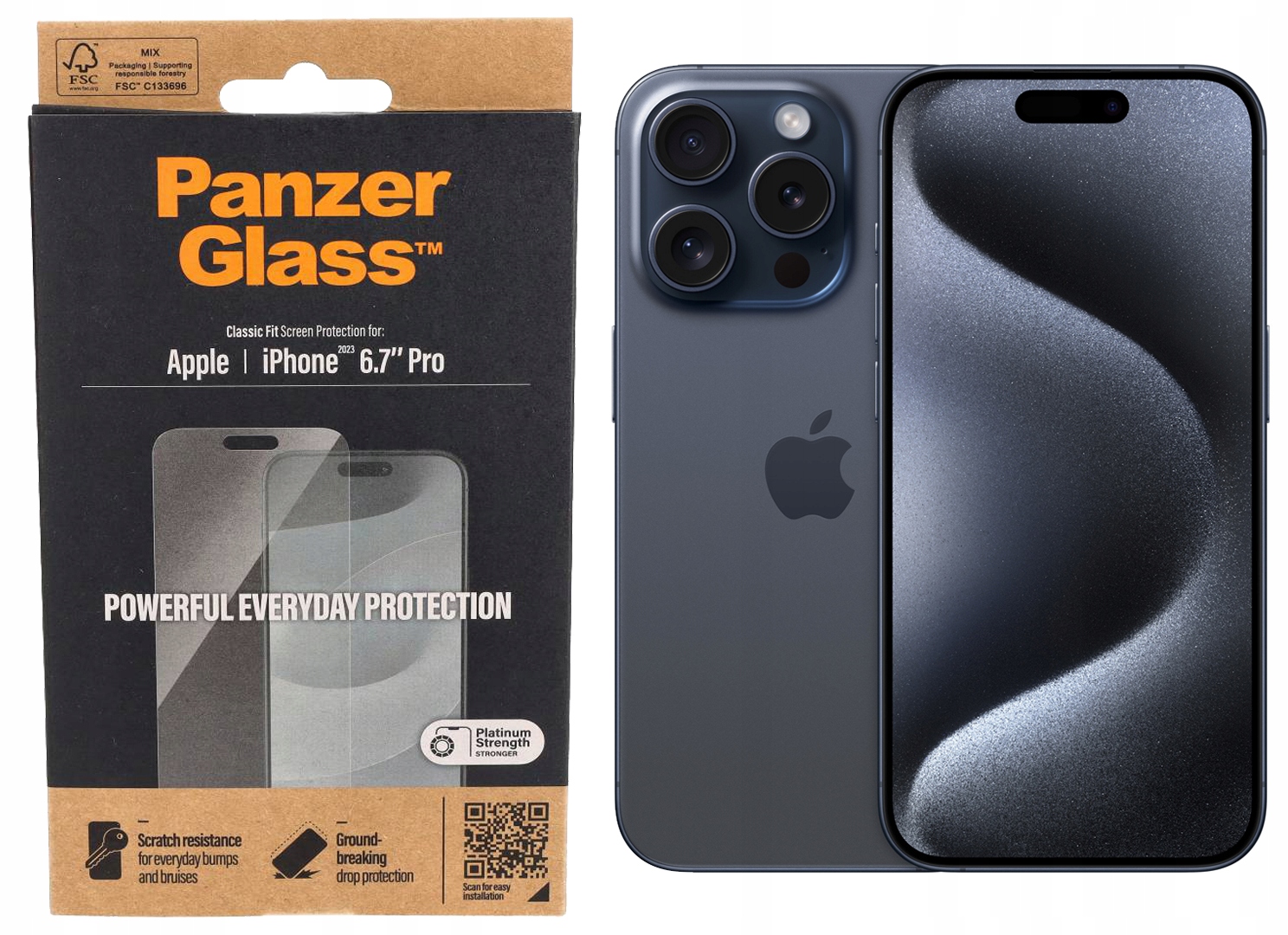 Tvrzené Sklo Classic Fit PanzerGlass pro iPhone 15 Pro Max 6,7"