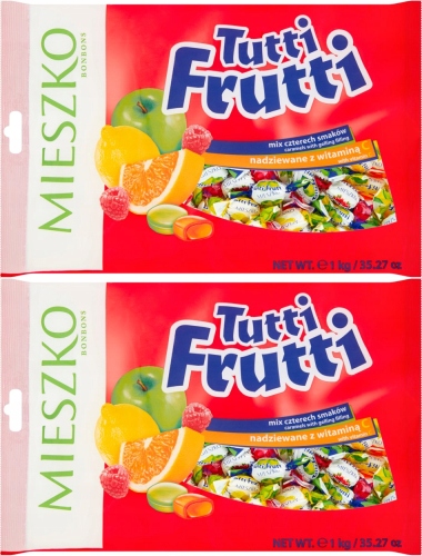 CUKIERKI MIESZKO TUTTI FRUTTI - 4 SMAKI - 1kg x2