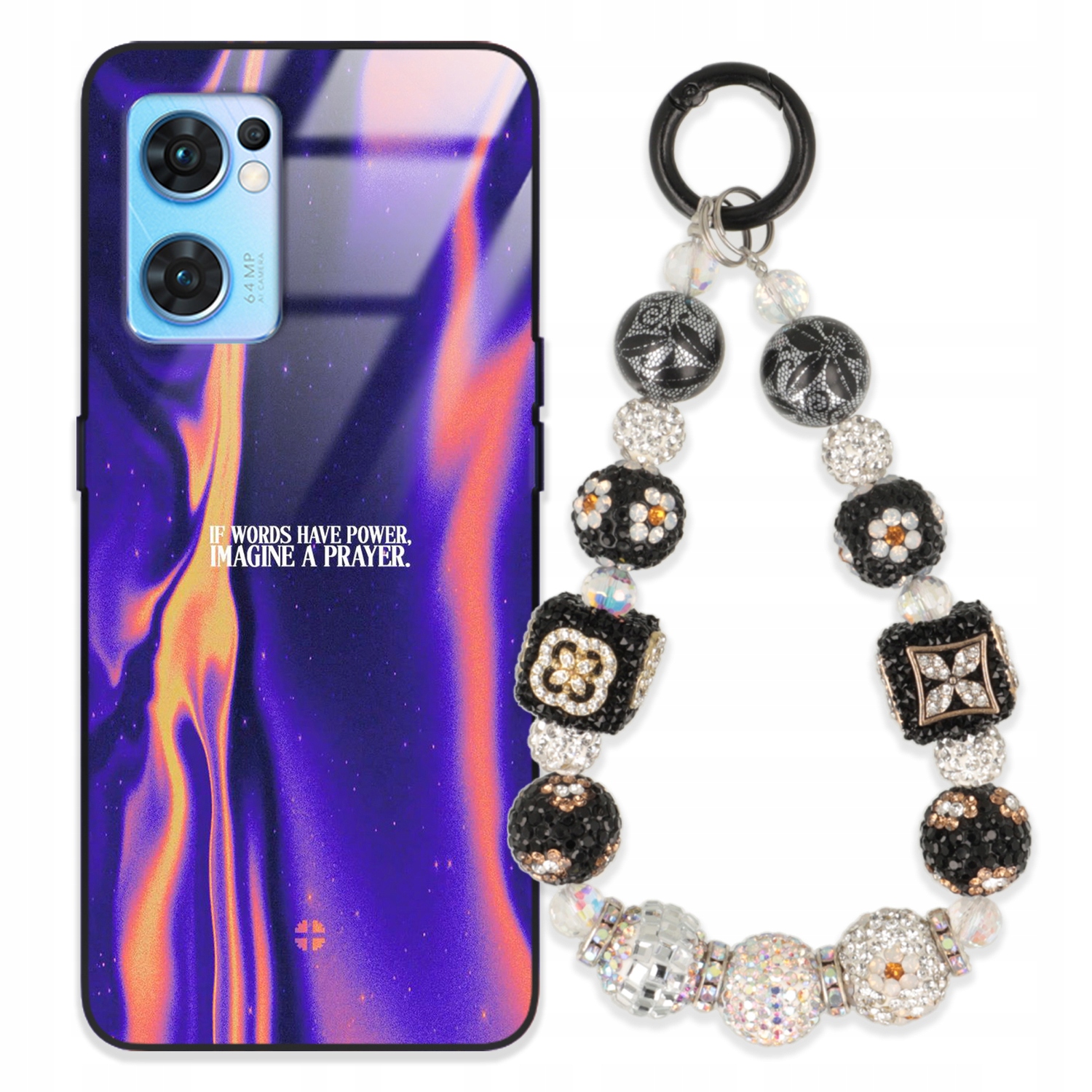 Pouzdro Pro Oppo Reno 7 Se 5G Glass Přívěsek Na Klíče Elegantní Kryt Premium Wz