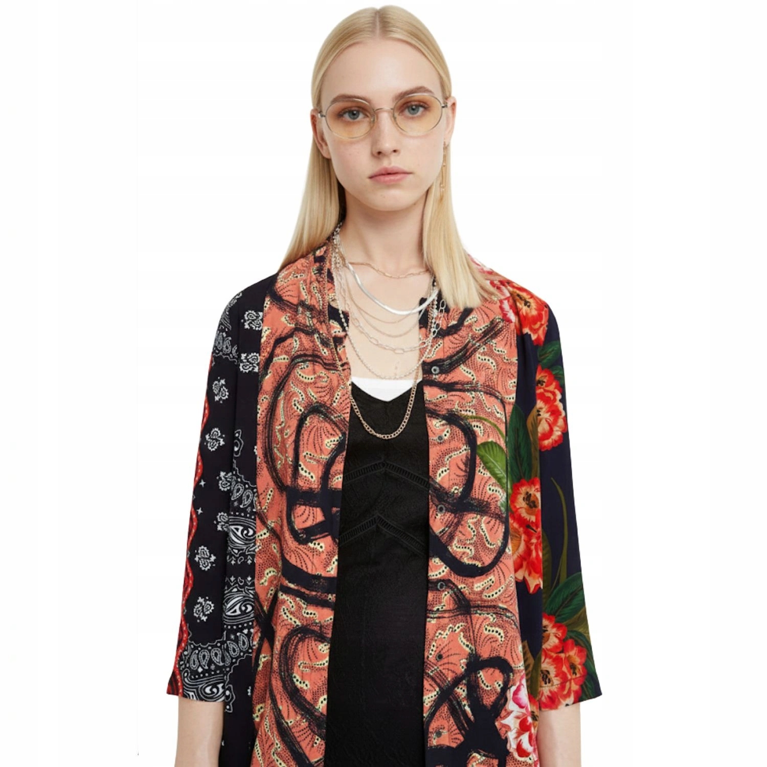 Košile Desigual Jenica dámská z viskózy, barevný 3/4 rukáv, velikost vel.