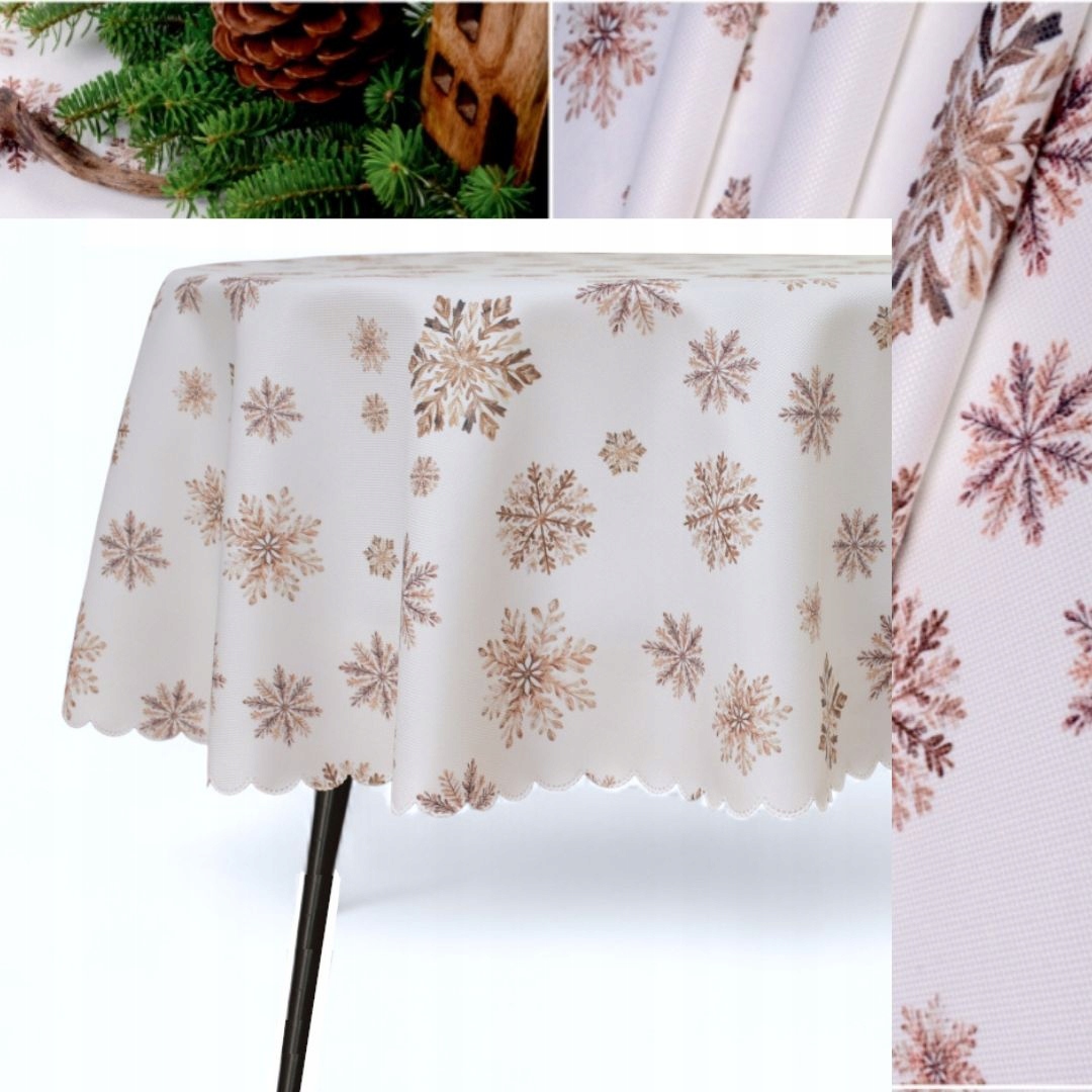 Skvrnitý Ubrus Ovál Bílý 140X240 Sněhová Vločka Světlé Vánoce