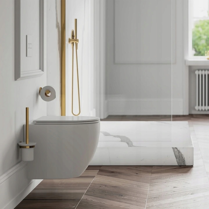 MISKA TOALETOWA WISZĄCA BEZKOŁNIERZOWA Z DESKĄ ZESTAW WC DO TOALETY MUSZLA Poziom odpływu poziomy