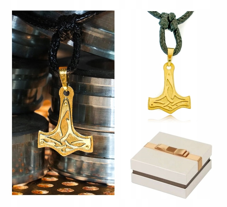 Zlato 585 Zlatý pánský náhrdelník Přívěsek Kladivo Thora Mjolnir Zlato 14 kt