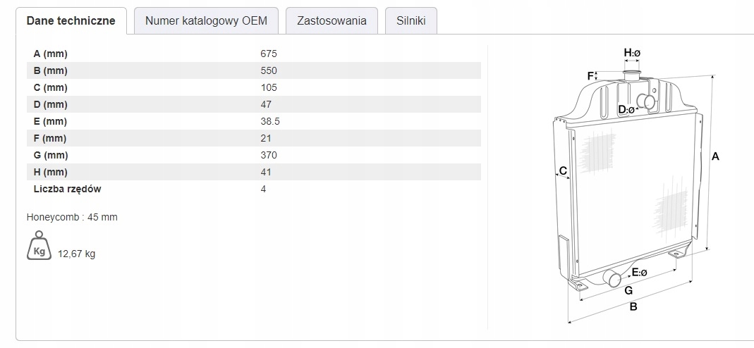 Chlodnica wody FIAT 4997298 Catalog number for substitute Rolmax