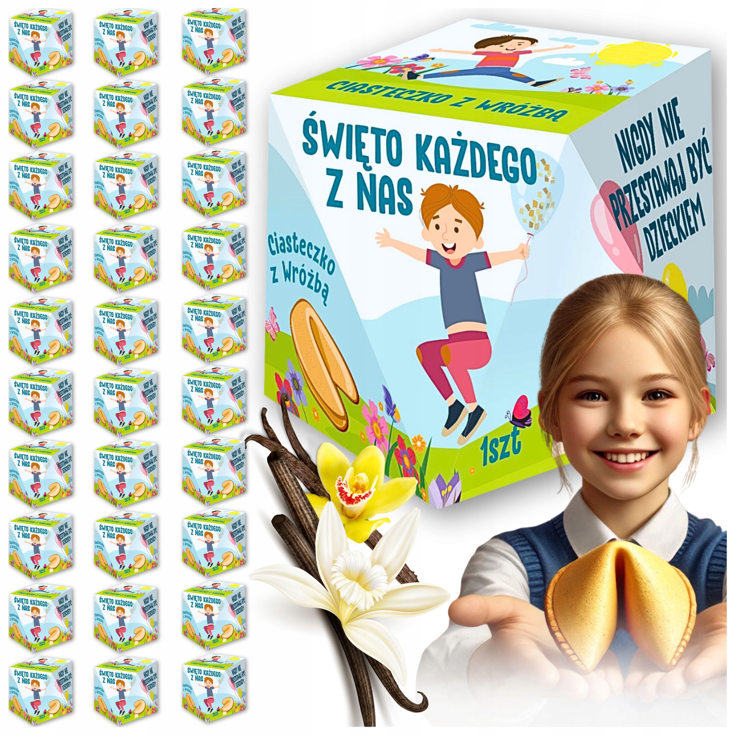 Ciasteczko z Wróżbą Uczniów Dzieci Wakacyjne Szkolne Dzień Dziecka 30 szt
