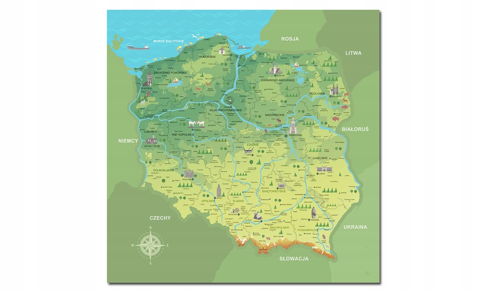 Tablica Korkowa Mapa Polski obraz 70x70cm Polska do wyboru