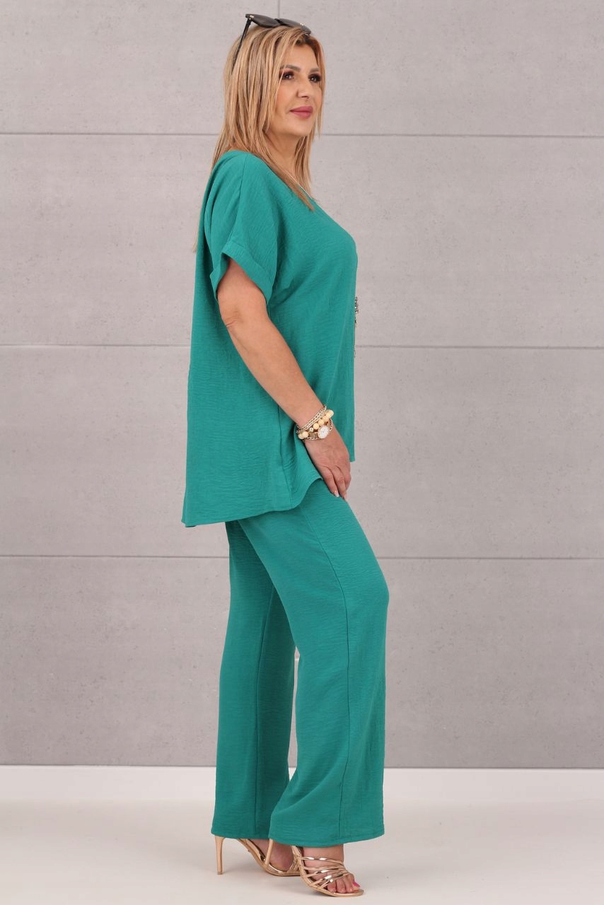 KOMPLET DAMSKI NA LATO DUŻE ROZMIARY POLSKI PRODUCENT ZWIEWNY SZEROKI Rozmiar 42