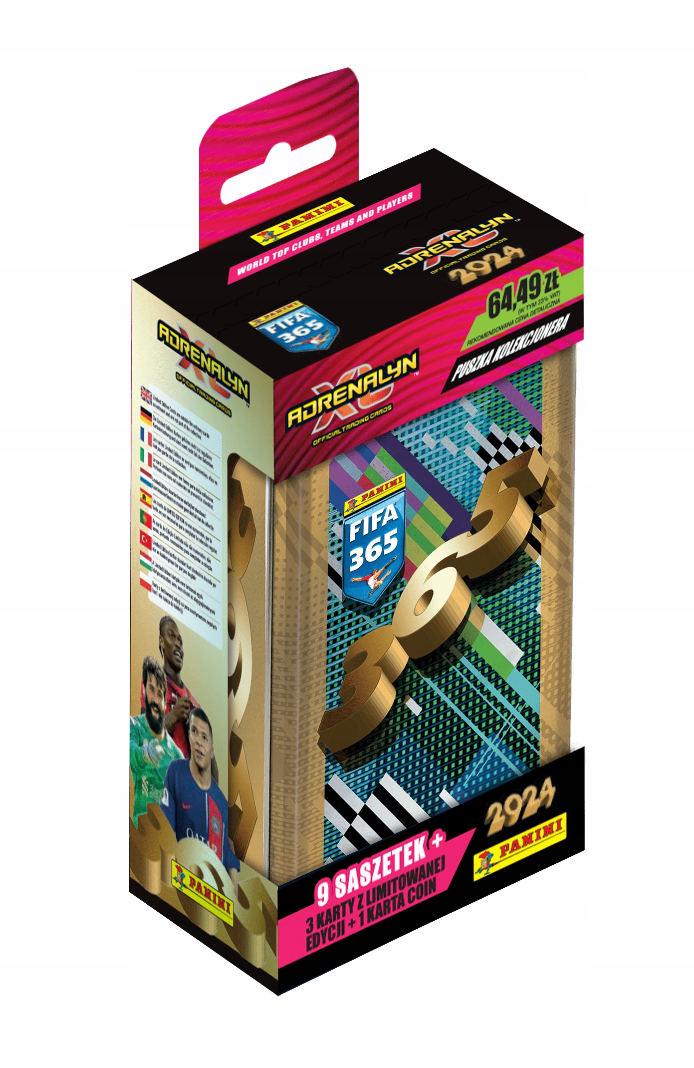 Karty piłkarskie Fifa 365 2024 Adrenalyn Duża Puszka 9 saszetek Limited
