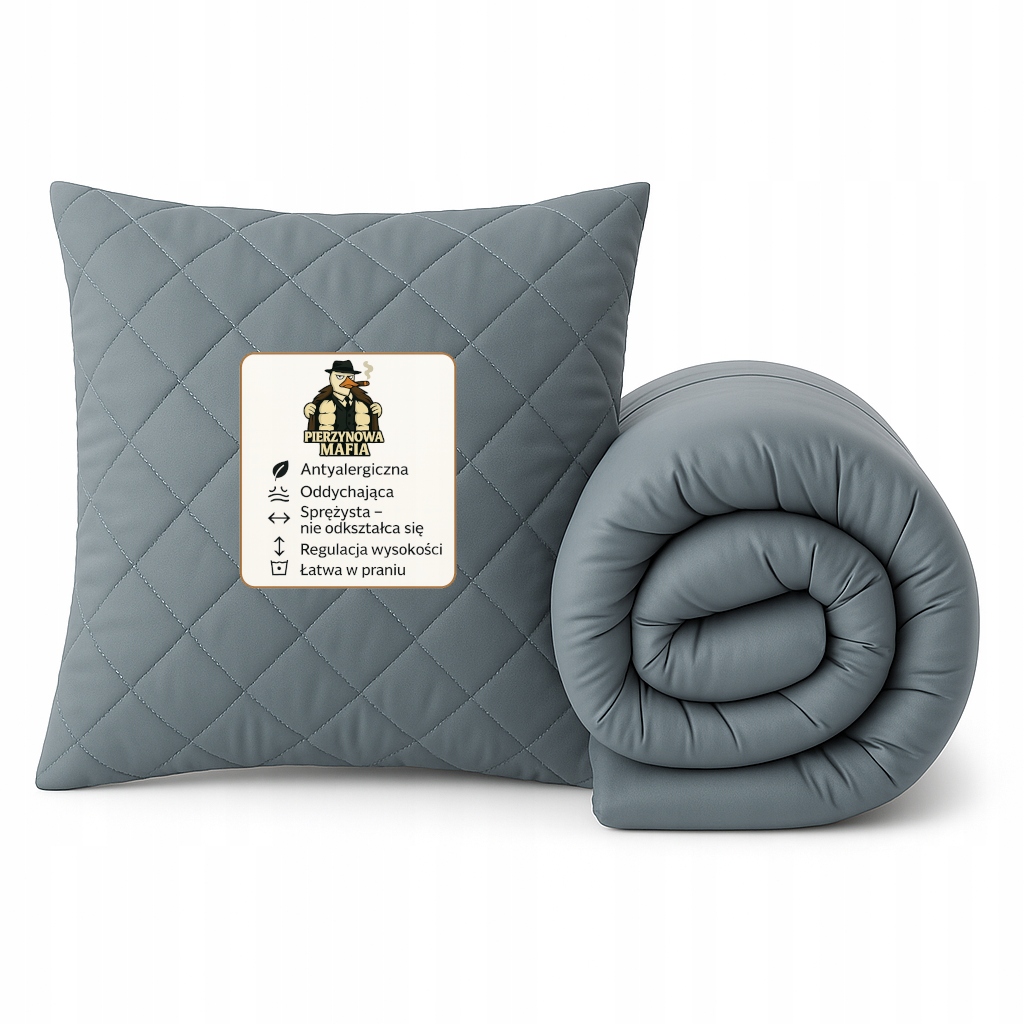 Sada přikrývka šedá 140x200 polštář 70x80 antialergická Polská republika