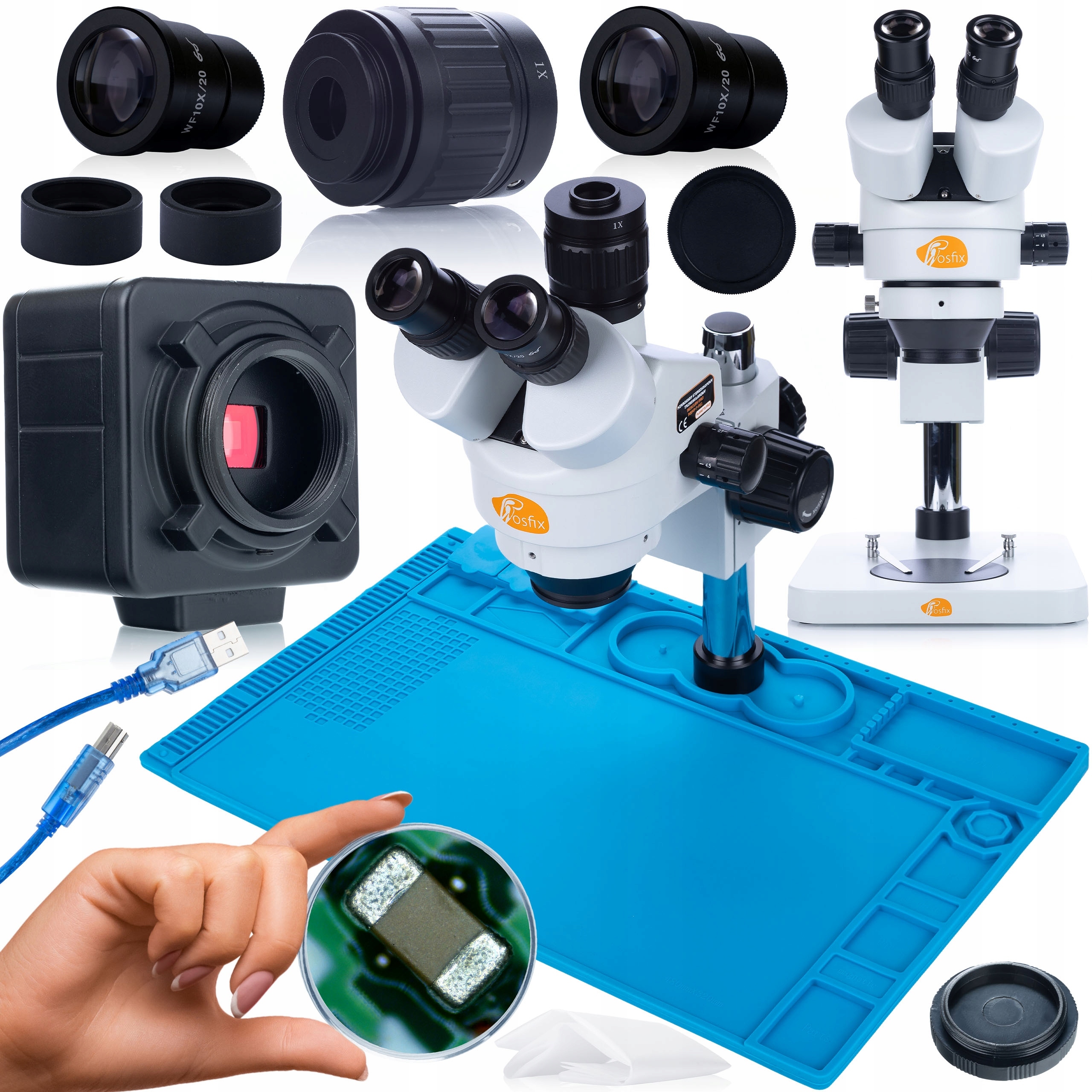 Sada Stereoskopického Trinokulárního Mikroskopu Mercury Kamera S Velkou Základnou