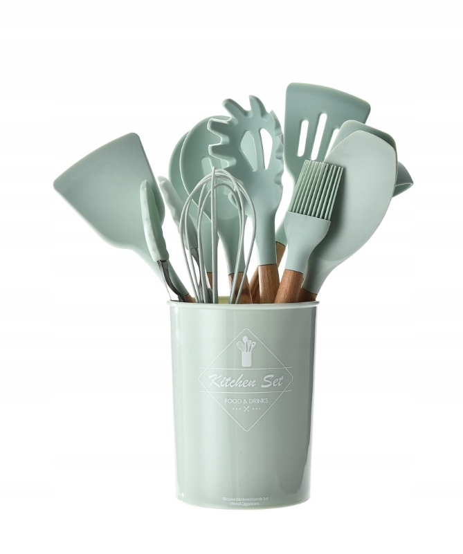 

Zestaw przyborów kuchennych z pojemnikiem zielony