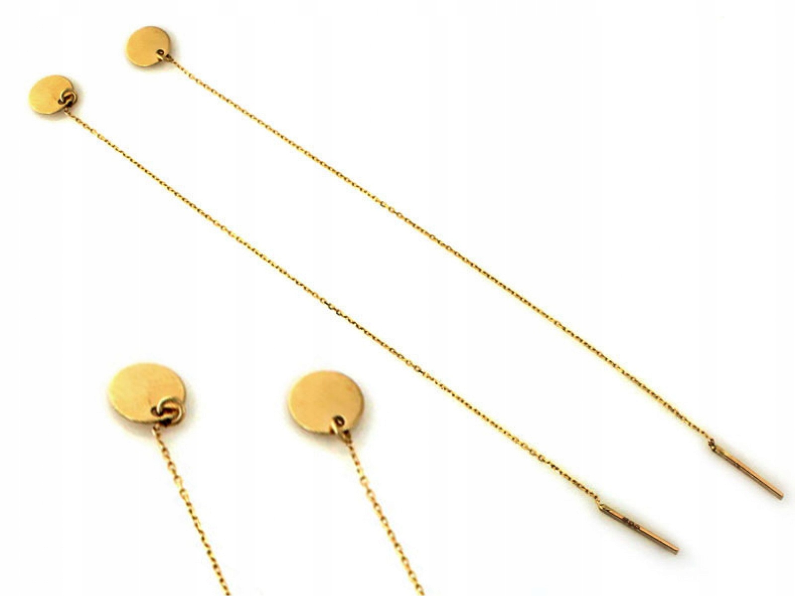 Zlaté náušnice závěsné 585 provlékací kolečka plechy pro ženy