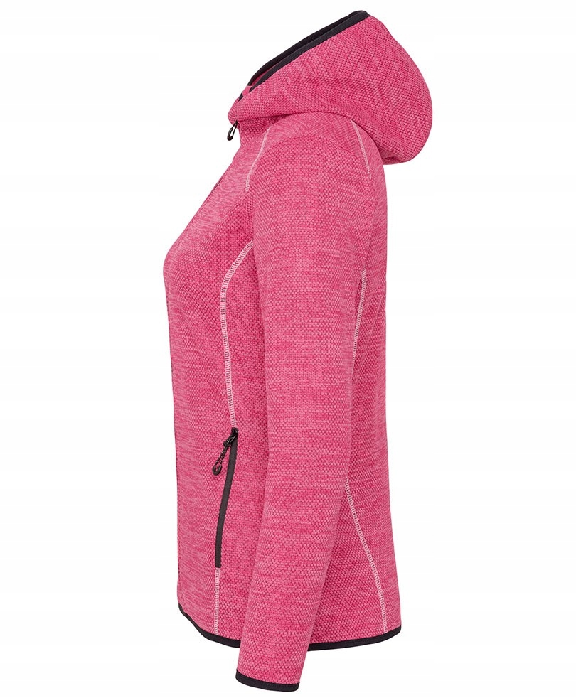 Rozpinany polar damski z kapturem kieszeniami Recycled ekologiczny róż XS Kolekcja polar damski