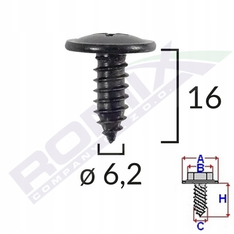 

Wkręt uniwersalny 6,3x16 Toyota Hyundai x10szt