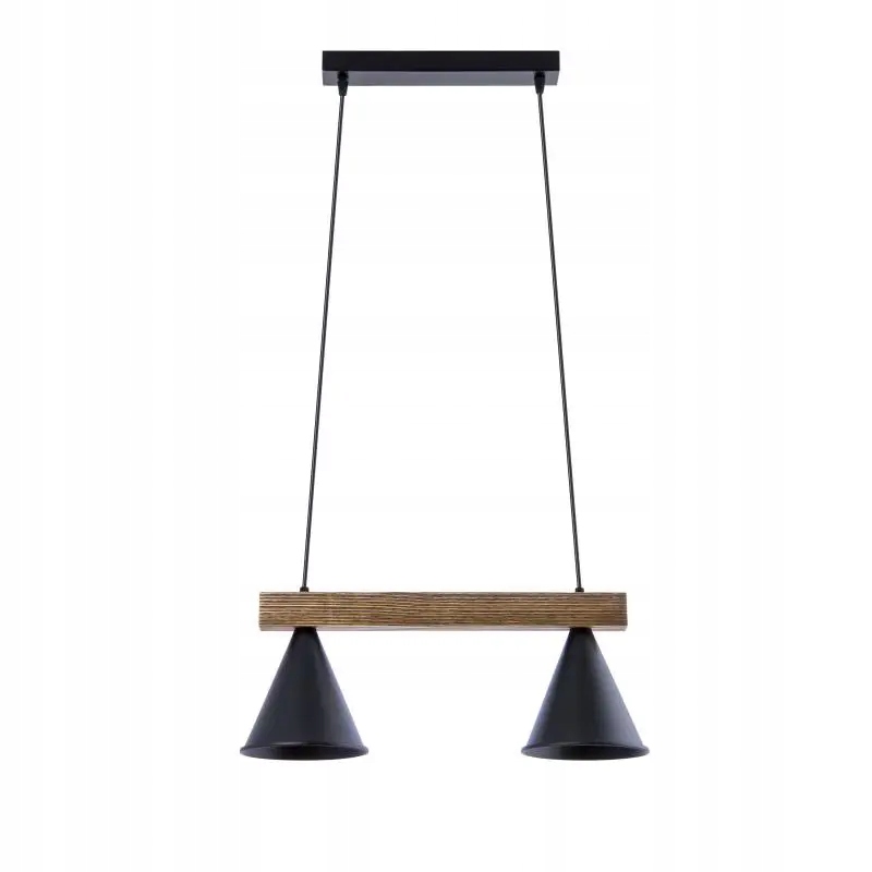 Dřevěná lampa s kuželovitými stínítky, černá, Wood do restaurace