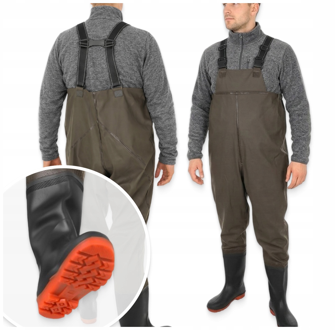 Wodery Wędkarskie Spodniobuty Na Ryby Gumowe Spodnie Na Szelkach 46