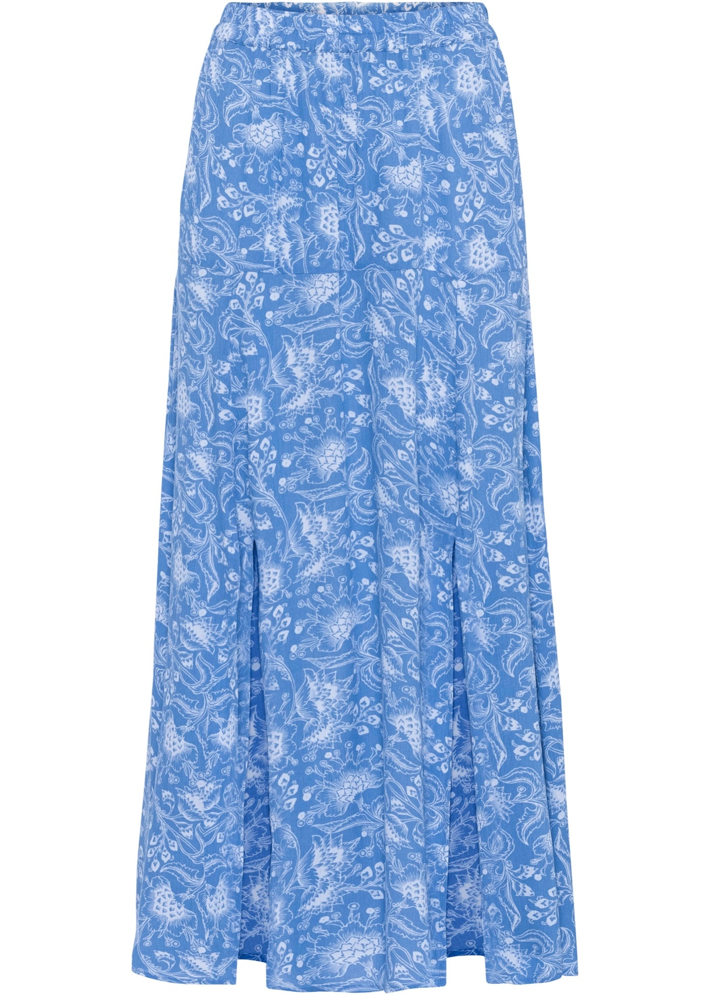 B1852 SPÓDNICA Z WISKOZY NIEBIESKA Z WZOREM R.46