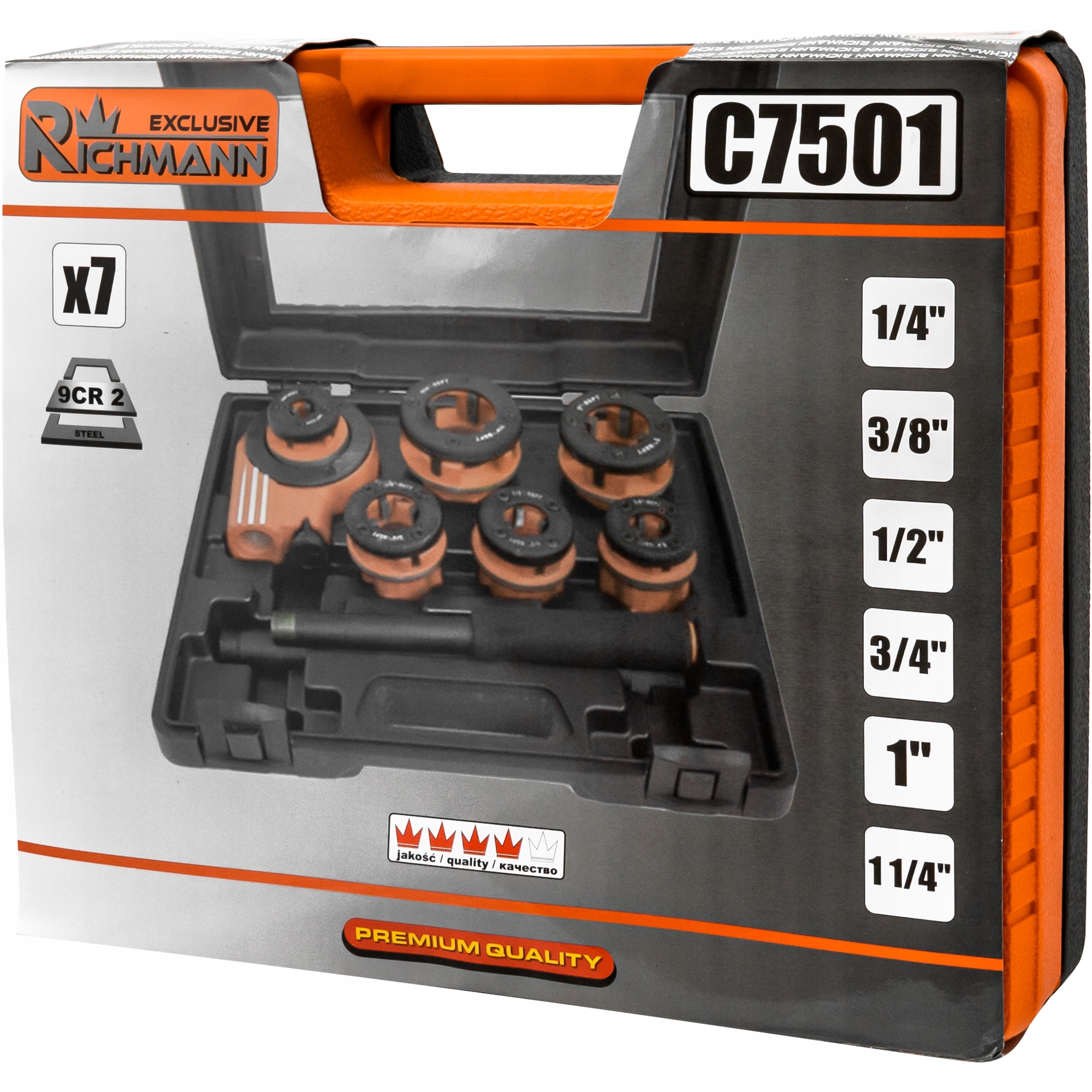 GWINTOWNICA RĘCZNA DO RUR 1/4' - 1 1/4' 7 ELEM. Marka Corona/Richmann