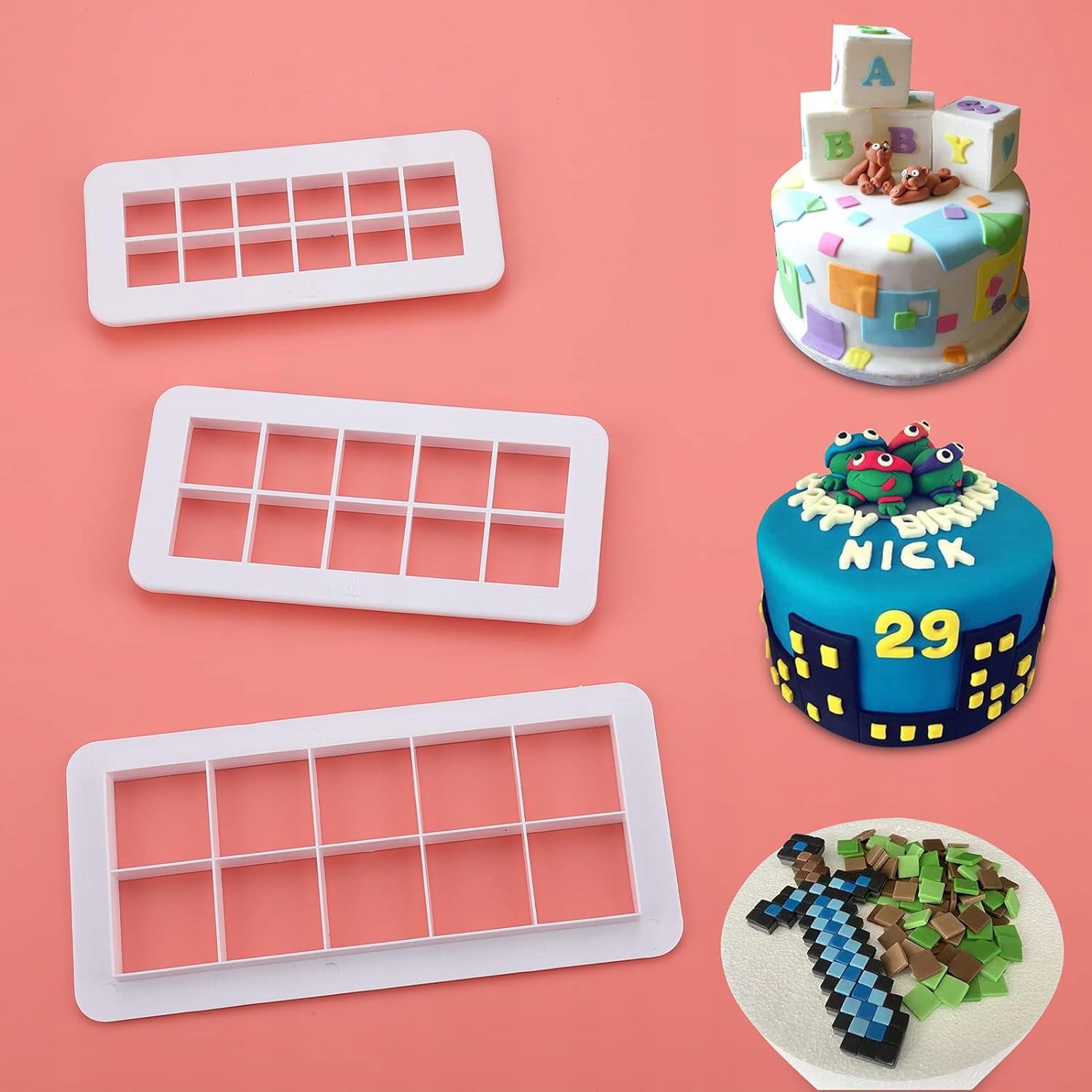 ZESTAW WYKRAWACZY DO MASY CUKROWEJ 3SZT KWADRATY Kod producenta BB-3305