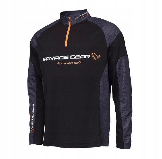 Savage Gear Torunament Gear Shirt 1/2 Zip Rozmiar L Black Długi Rękaw