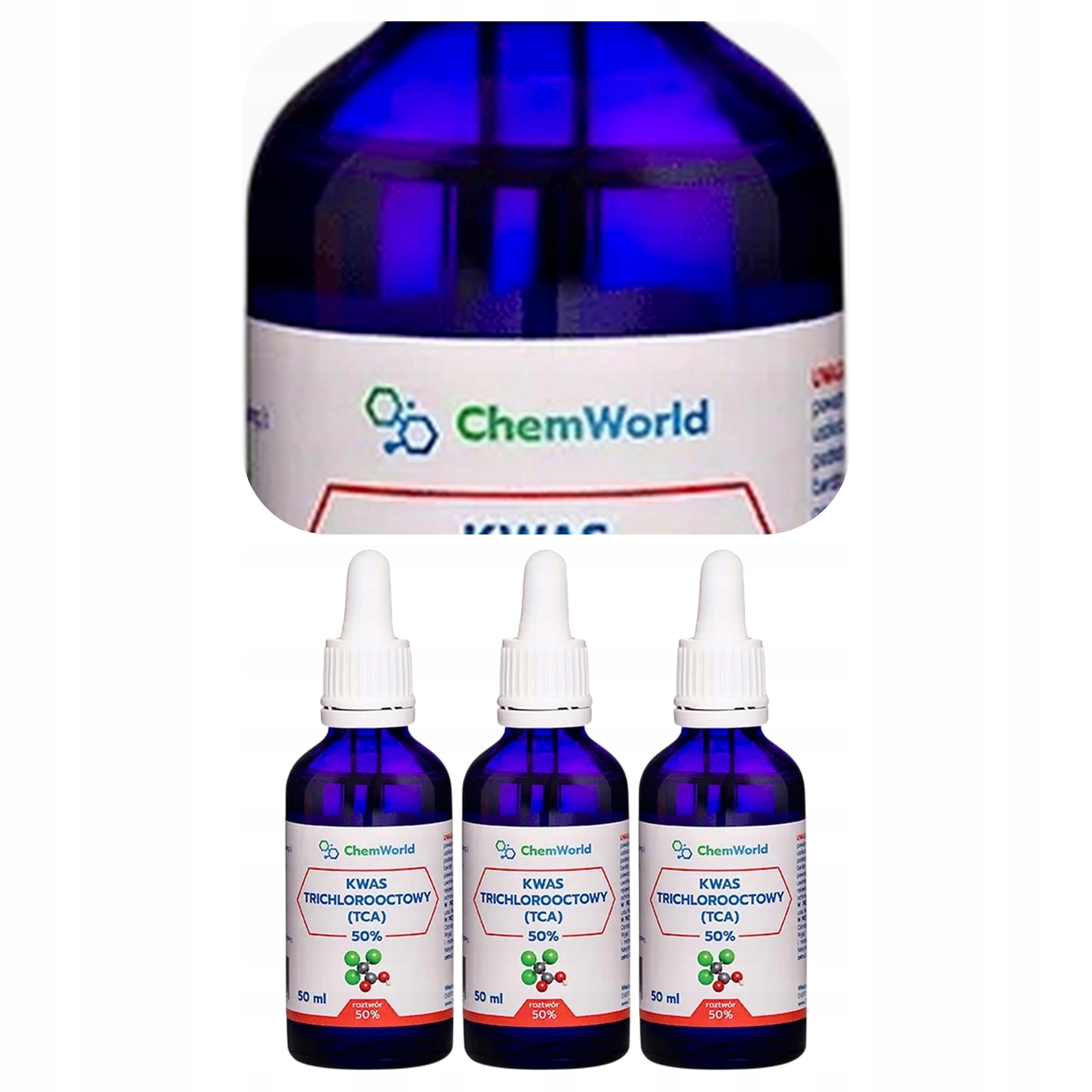 3x CCl3COOH Chemworld Tca Kwas Trichlorooctowy 50% Peeling 50 ml Cas 76-03