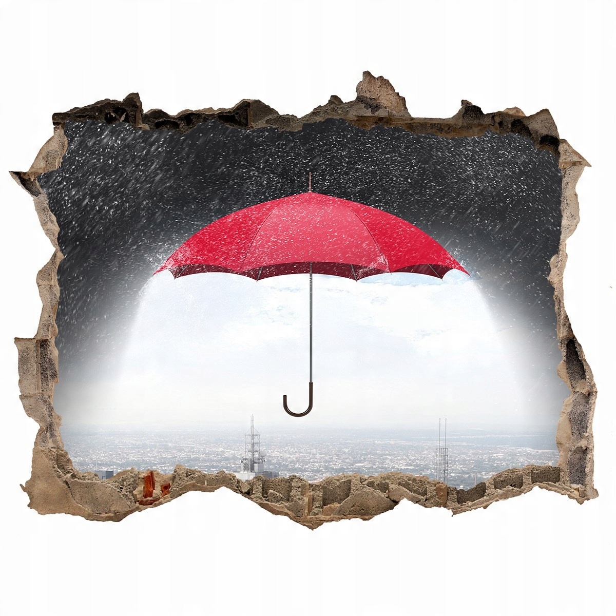 

Fototapeta dziura na ścianę Parasol nad miastem