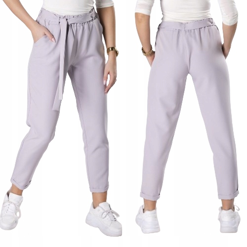 Elegantní kalhoty Anet s paper bagem, barva popelavá velikost 3XL