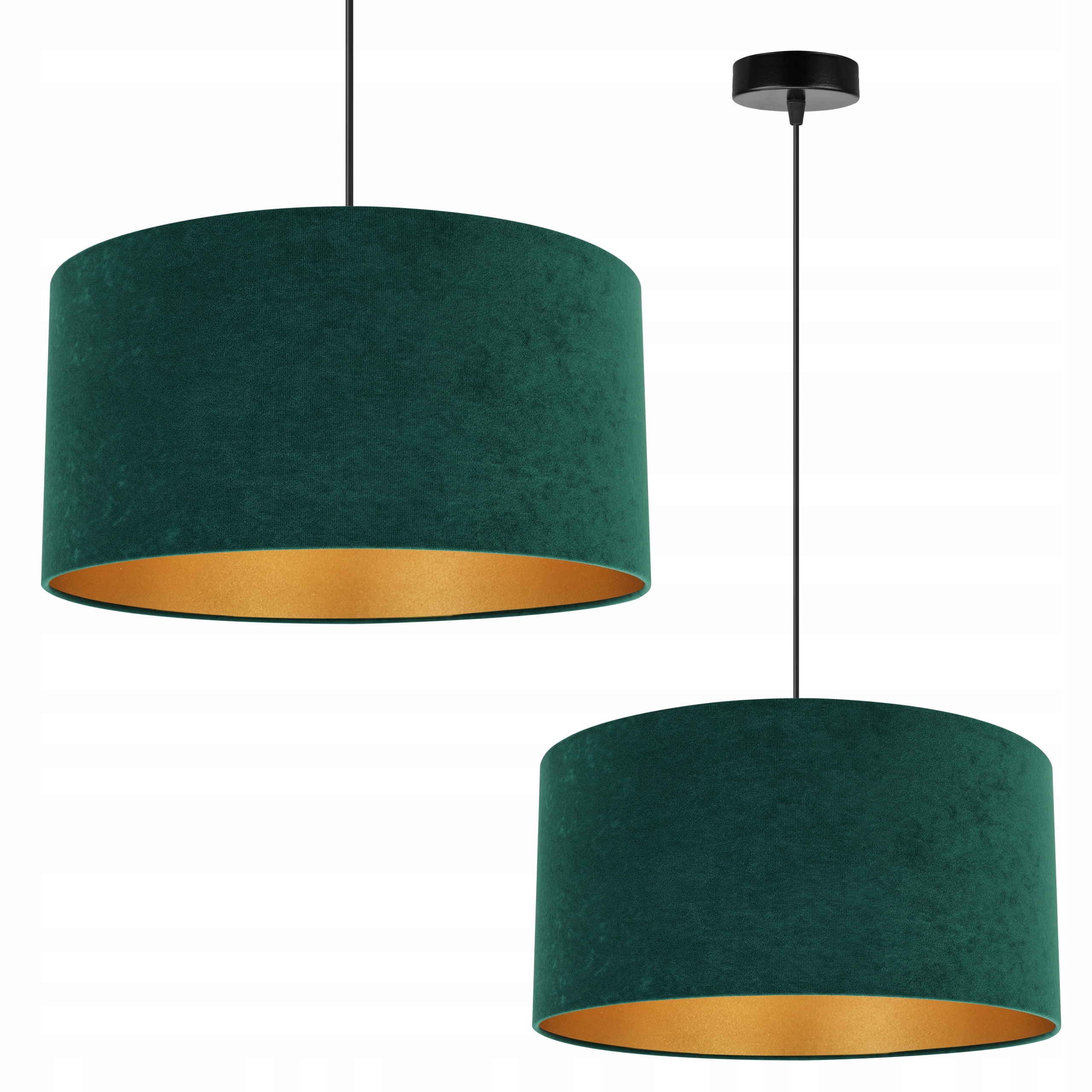 

Lampa Wisząca Żyrandol Sufitowa Złoty Abażur Welur