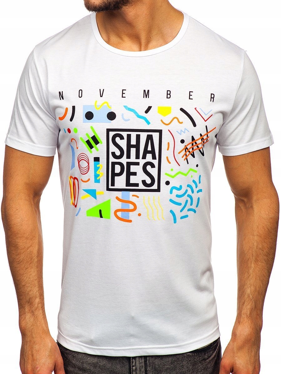 

T-shirt Męski Z Nadrukiem Biały KS2625 Denley_m
