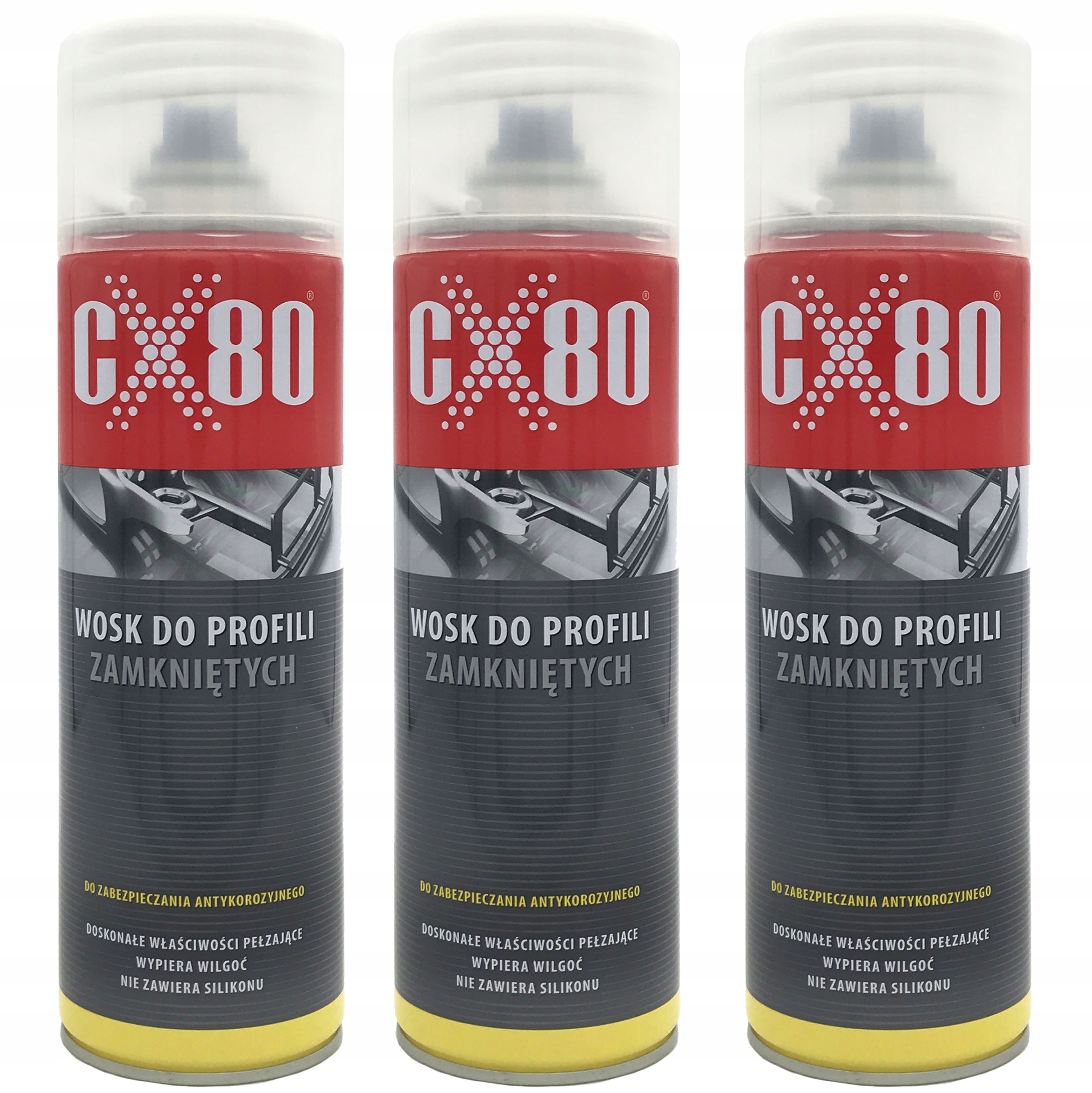 CX80 Wosk Do Profili Zamkniętych Ochrona Przed Korozją 3szt.=1,5 L Wężyki
