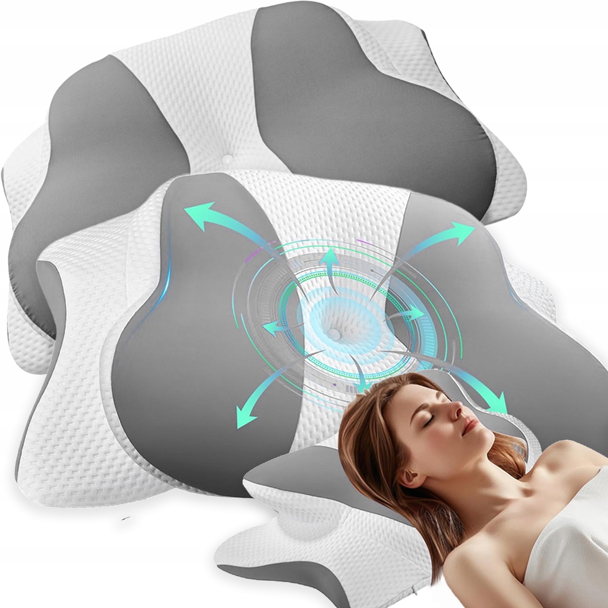 Poduszka Ortopedyczna Ergonomiczna Pianki Memory Profilowana Pod Kark Szyję