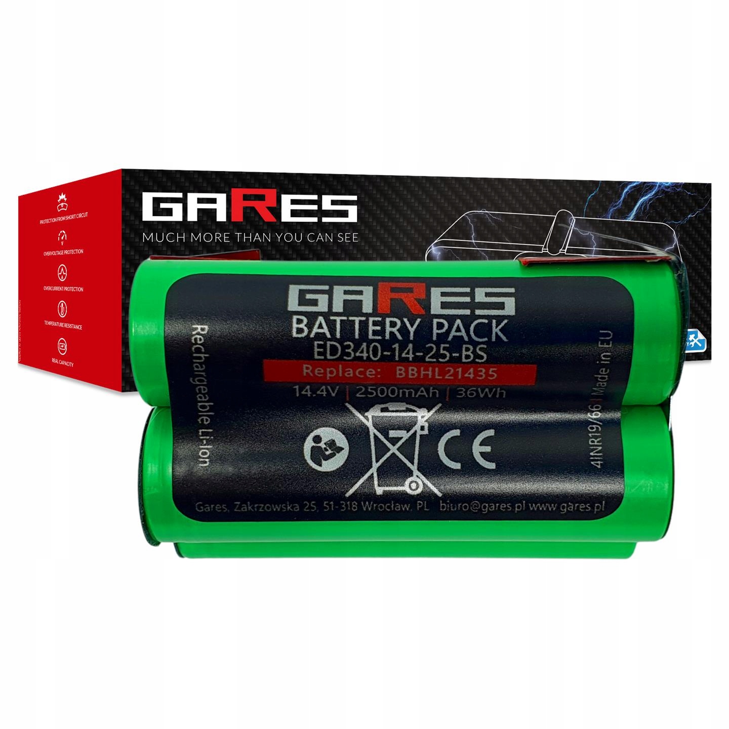 Akumulátor Gares pro Bosch BBHL21435 908BPV144 BBHF214 BBH2P14 14,4V 2,5Ah