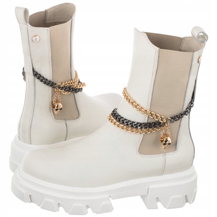 

Buty Damskie Botki Skórzane Carinii Białe B5962