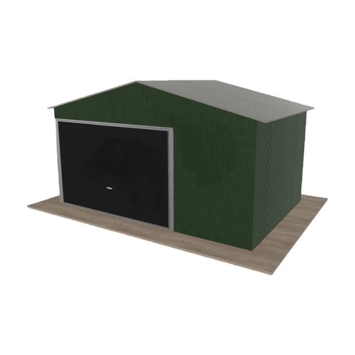Plechová garáž 4.5 x 3 m, jednopolohová, dvouspádová, zelená