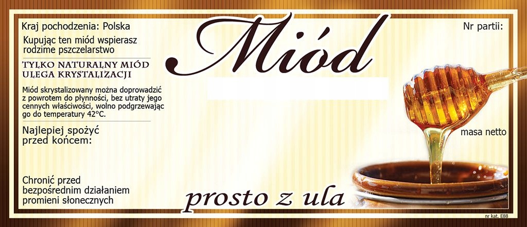 

Etykiety na miód prosto z ula (100szt) -wzór E88