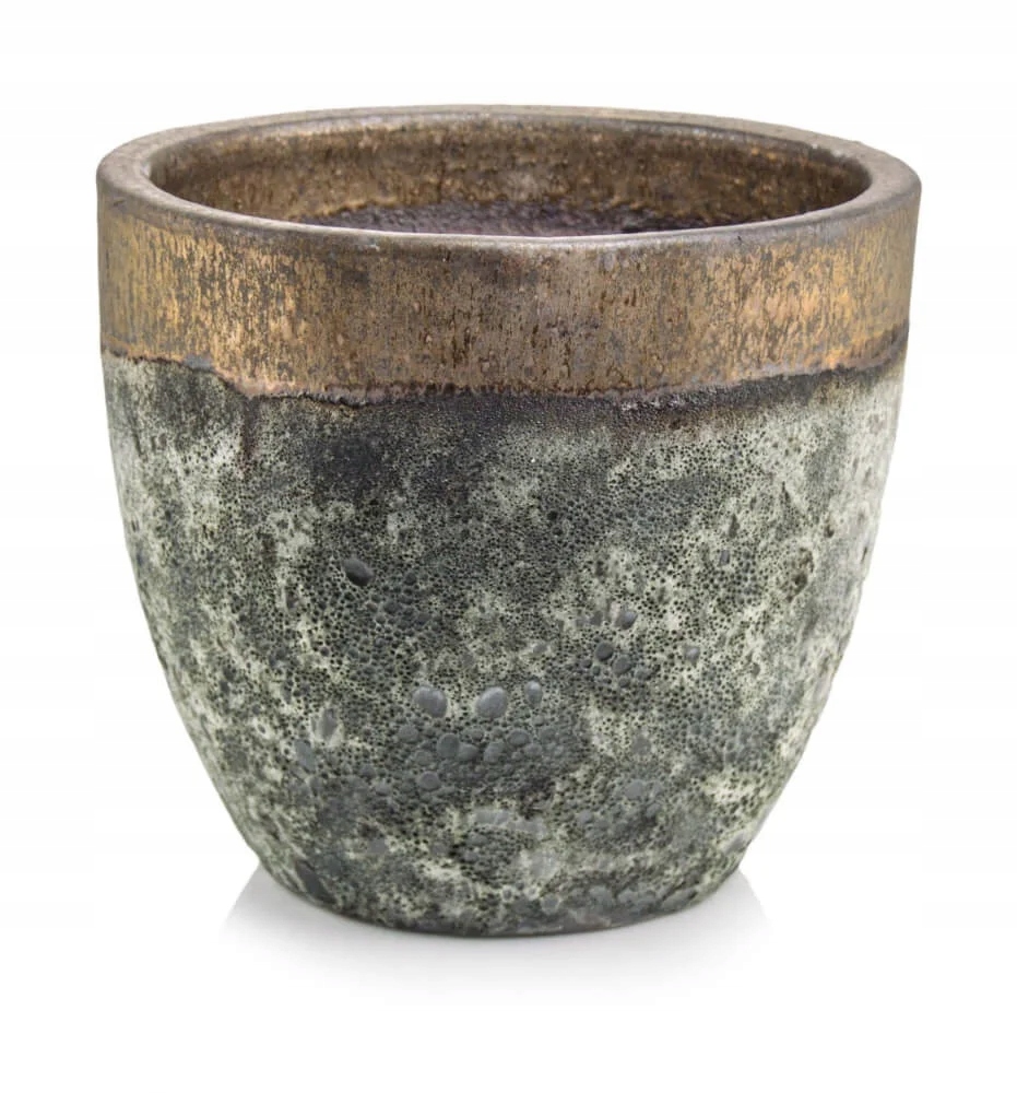 Donica Mrozoodporna Ceramiczna Złota Ogrodowa Okrągła 37X31 CM